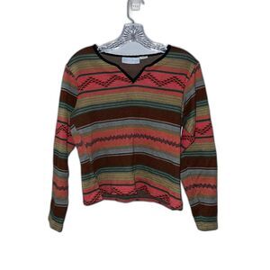 Country Tease by Adobe Rose Vintage Western Aztec Print Long Sleeve Top